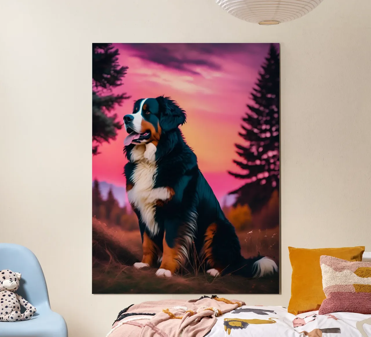Bellissimo cane da montagna bernese #97 poster con telaio in alluminio da Yumis.Beargang.and.Me