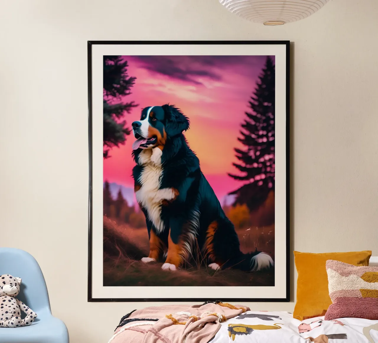 Bellissimo cane da montagna bernese #97 poster con telaio in alluminio da Yumis.Beargang.and.Me