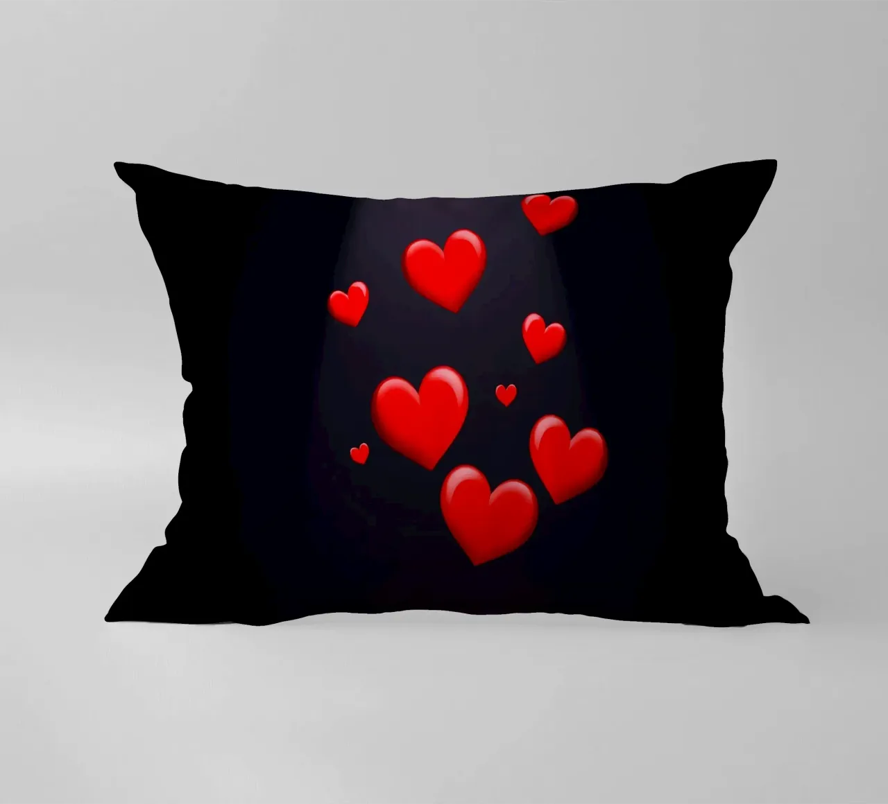 Cuori rossi che fluttuano sopra una piattaforma circolare cuscino da DesignDoodle