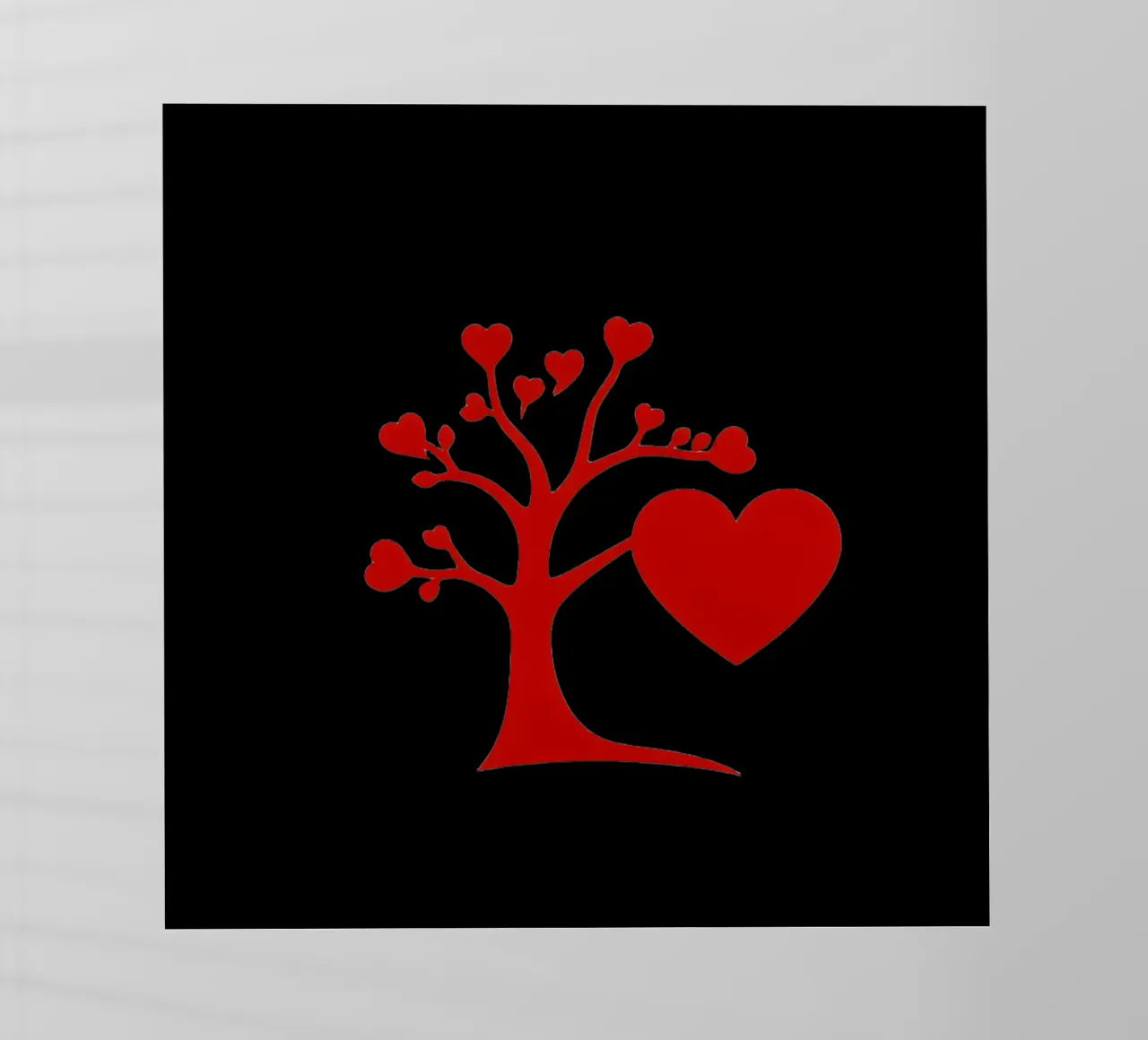 Un albero rosso vibrante, ornato di cuori, simboleggia l'amore. pellicola backlit da DesignDoodle