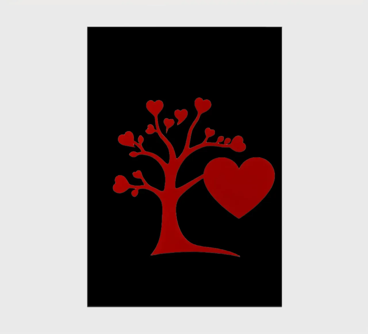 A vibrant red tree adorned with hearts symbolizes love notebook by DesignDoodle