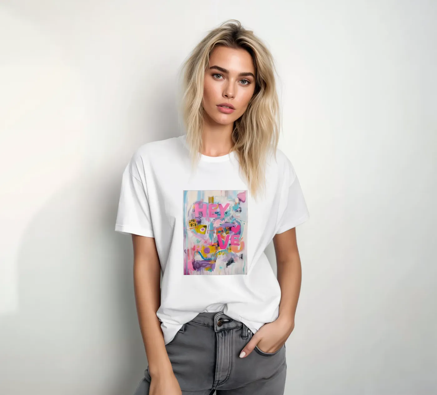 Popart Hey Love t-shirt da Carinaprint