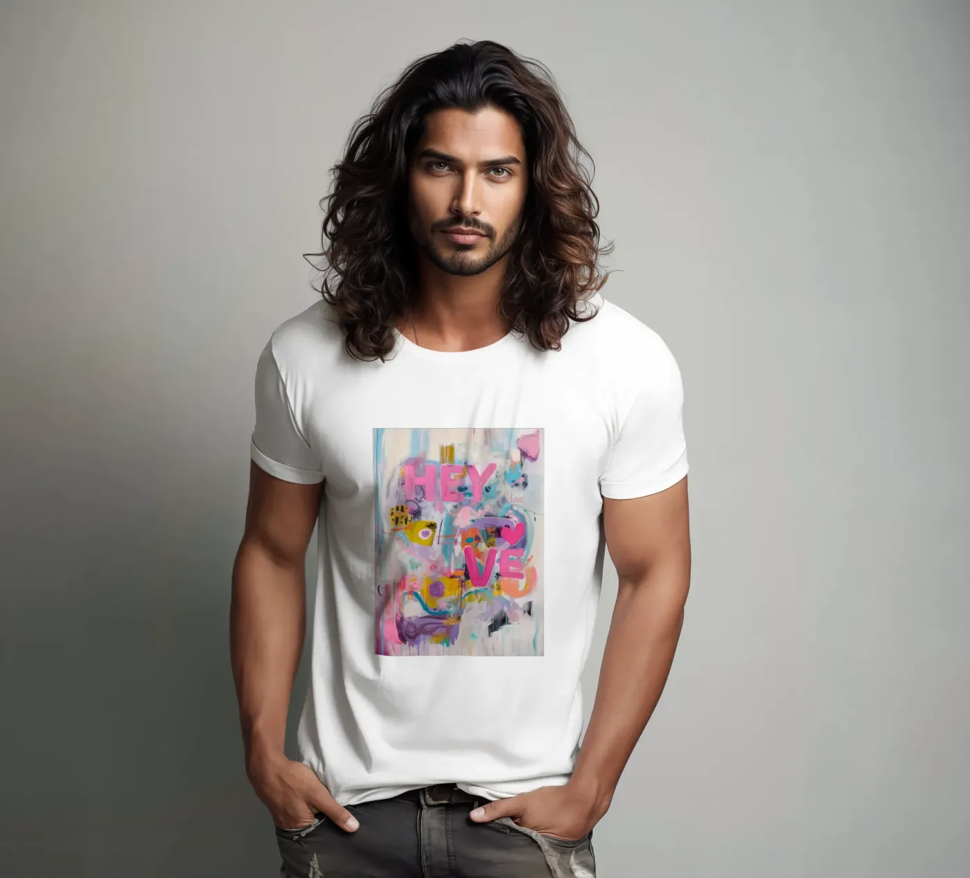 Popart Hey Love t-shirt da Carinaprint