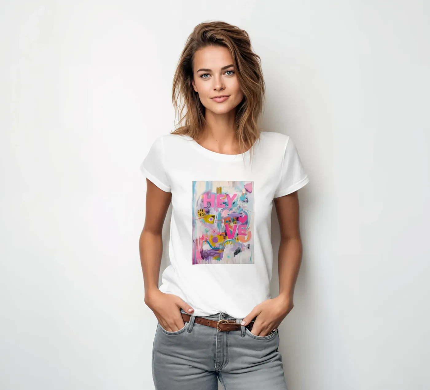Popart Hey Love t-shirt da donna da Carinaprint
