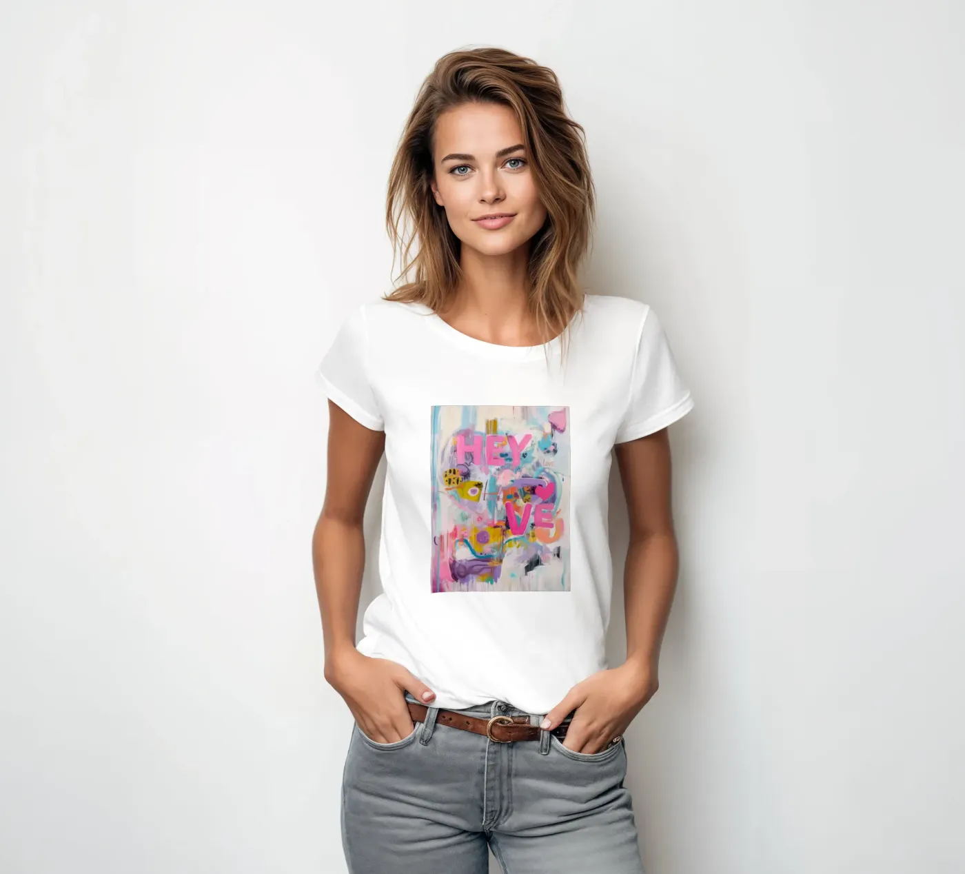 Popart Hey Love t-shirt da donna da Carinaprint