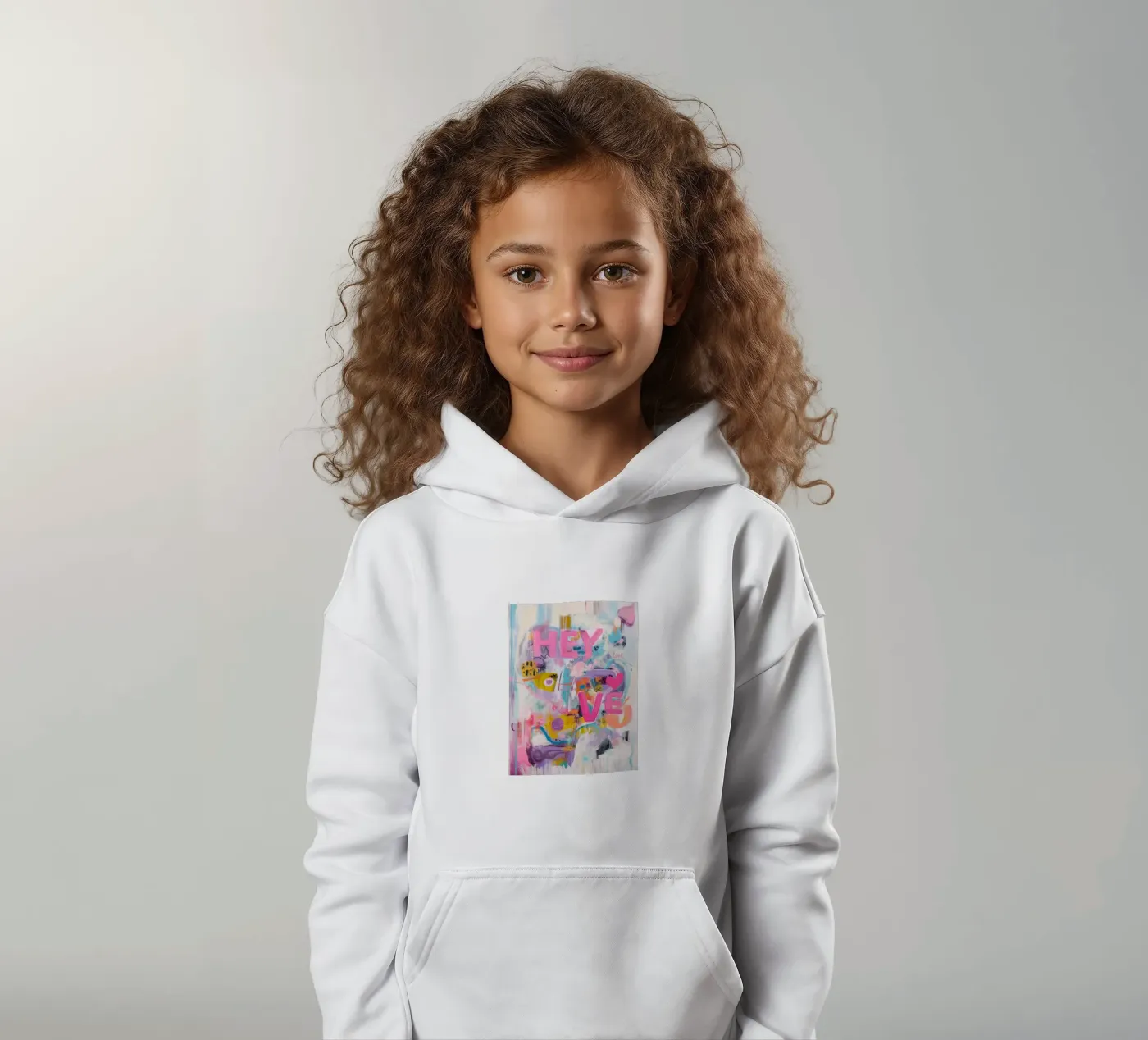 Popart Hey Love felpa bambino con cappuccio da Carinaprint