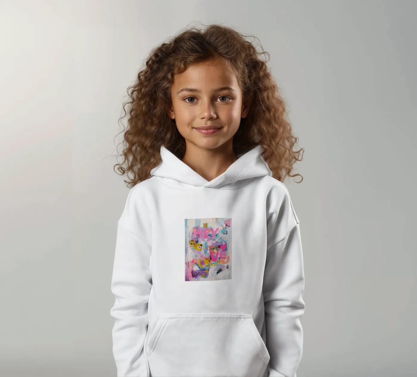 Popart Hey Love felpa bambino con cappuccio da Carinaprint