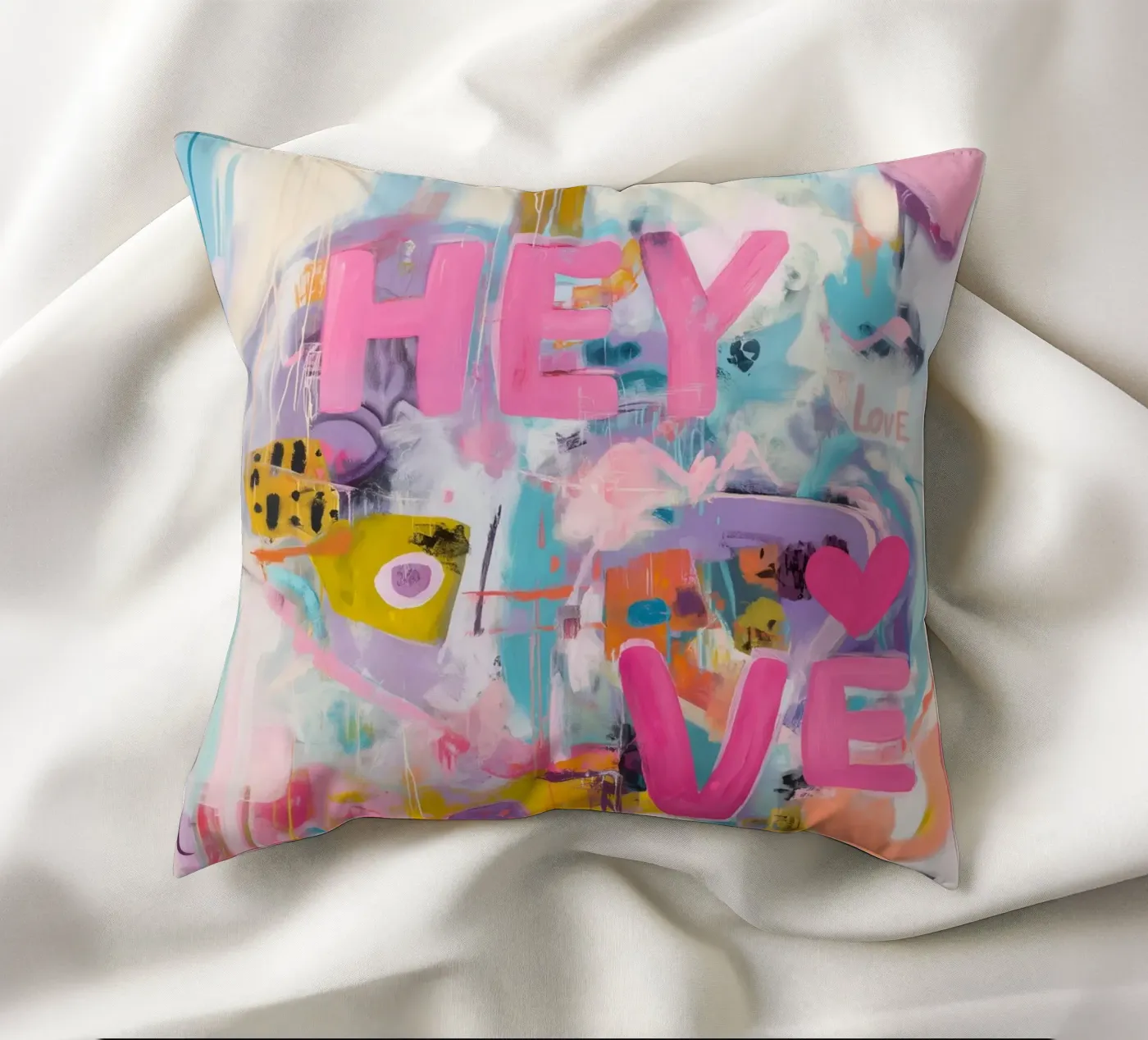 Popart Hey Love cuscino da Carinaprint