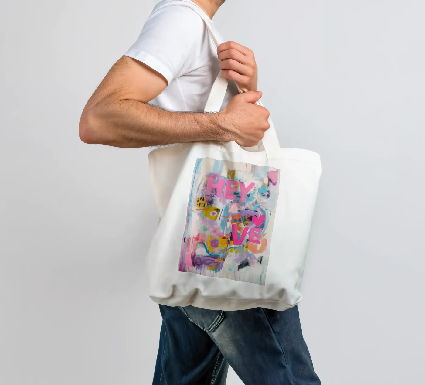 Popart Hey Love borsa in juta da Carinaprint
