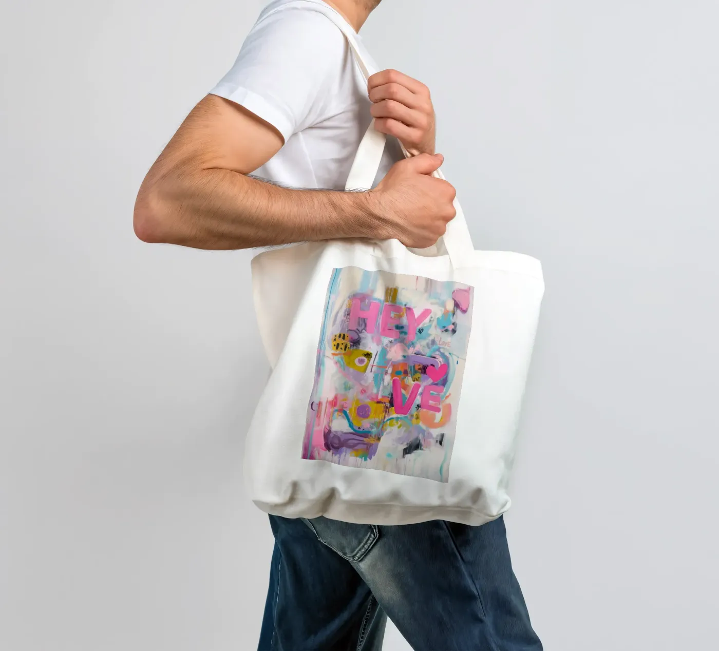 Popart Hey Love borsa in juta da Carinaprint