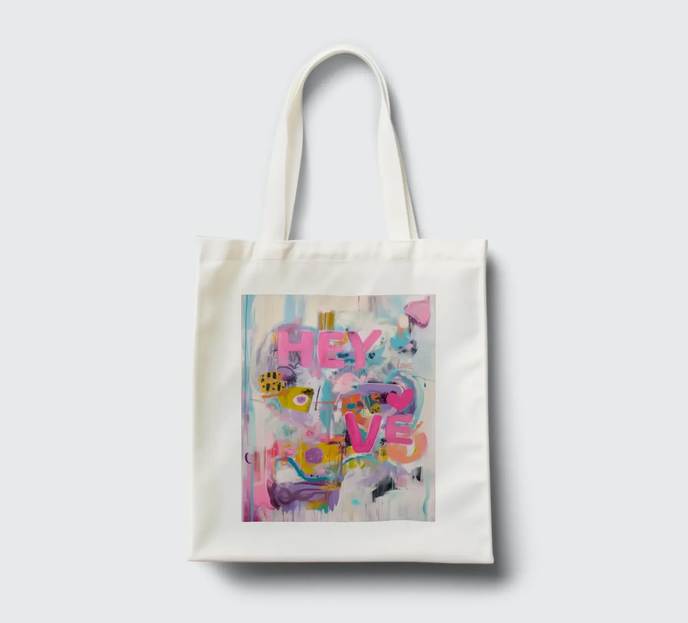 Popart Hey Love borsa in juta da Carinaprint