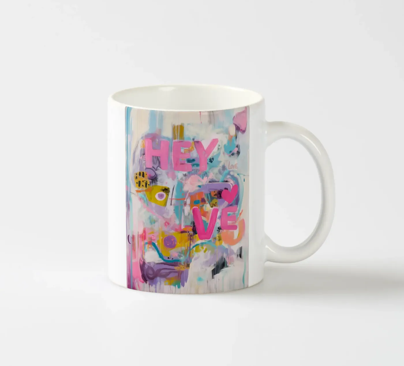Popart Hey Love Keramik Tasse von Carinaprint