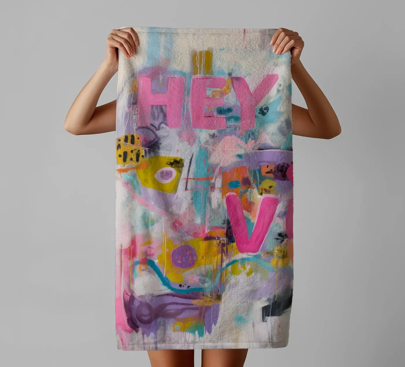 Popart Hey Love asciugamano da bagno da Carinaprint