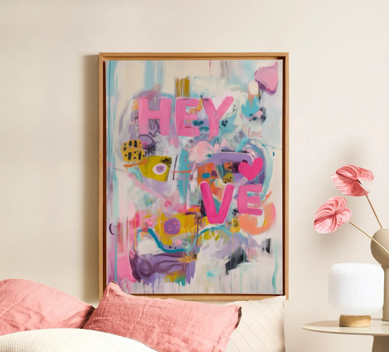 Popart Hé Liefde canvas met Baklijst van Carinaprint
