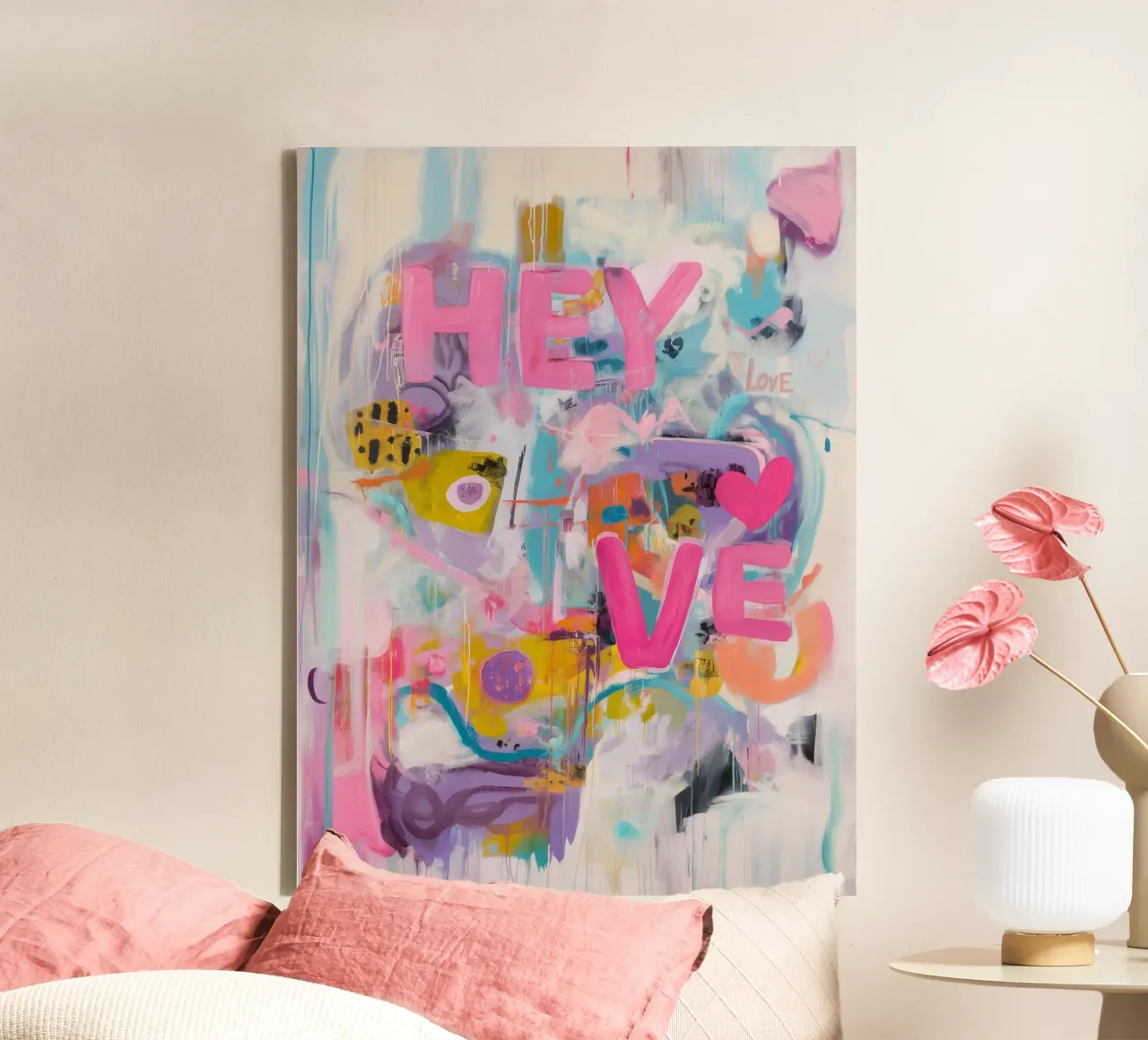 Popart Hé Liefde canvas met Baklijst van Carinaprint