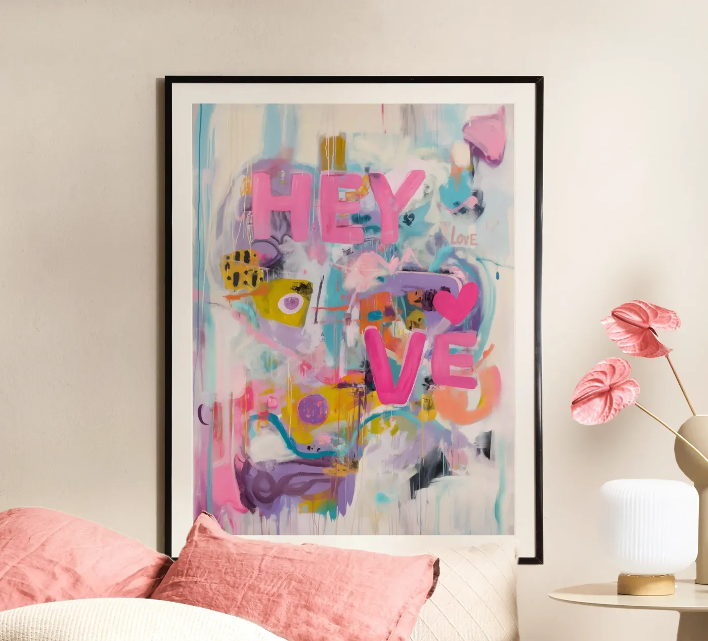 Popart Hey Love poster da Carinaprint