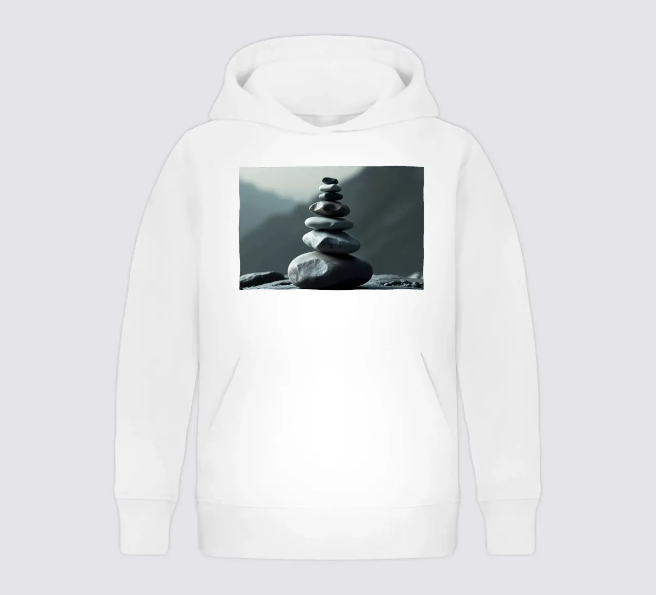 A tranquil stack of smooth river stones balances perfectly kids hoodie by DesignDoodle