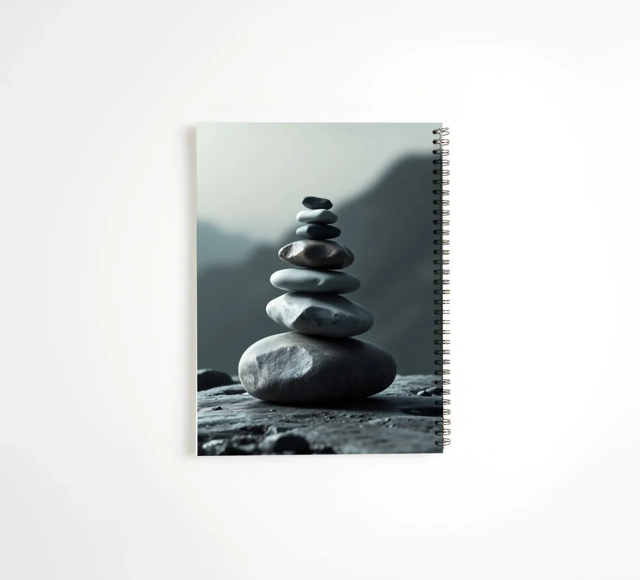 Una tranquilla pila di pietre lisce del fiume si bilancia perfettamente diario ad anelli da DesignDoodle