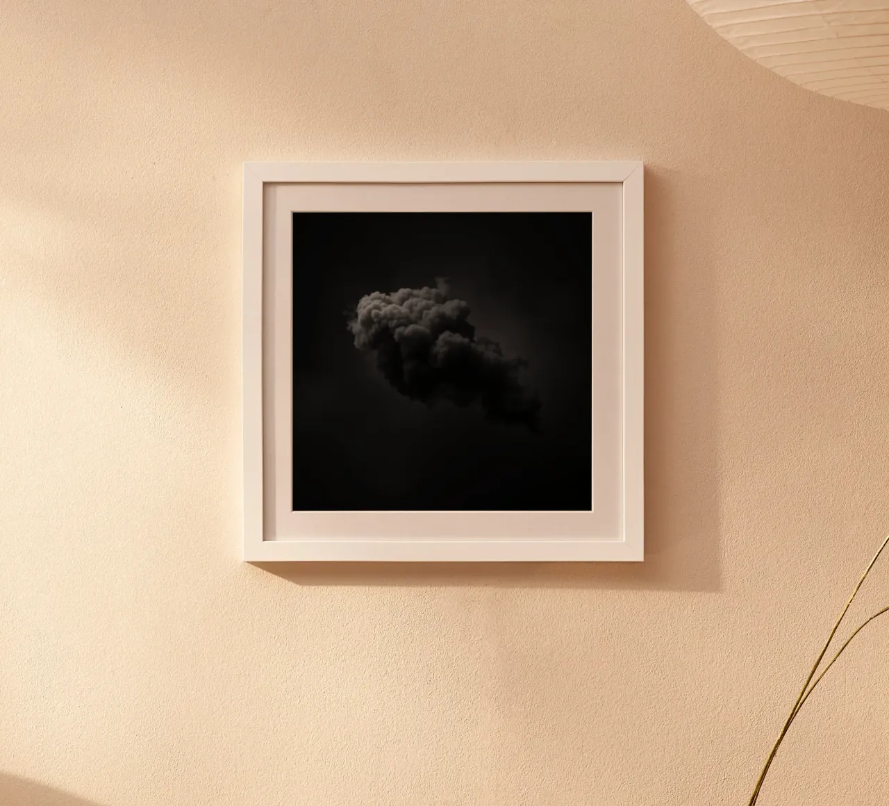 Dark, swirling cloud formation against a muted background poster with plastic frame by DesignDoodle