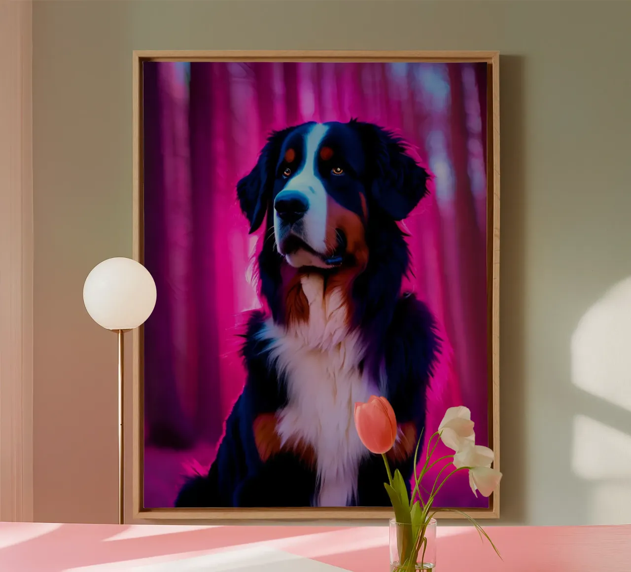 Beautiful Bernese Mountain Dog #99 canvas with Floater frame by Yumis.Beargang.and.Me