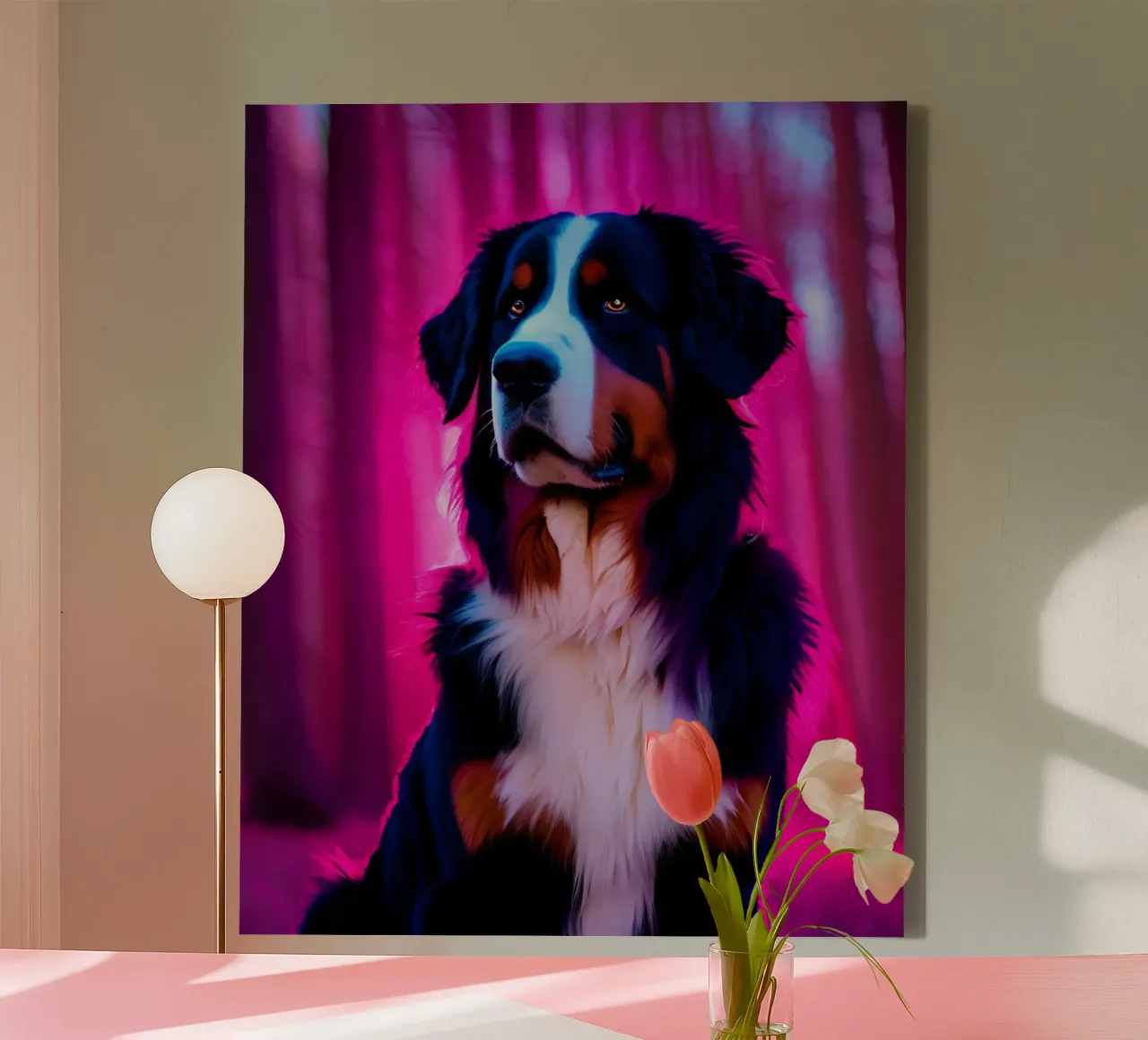 Beautiful Bernese Mountain Dog #99 canvas with Floater frame by Yumis.Beargang.and.Me