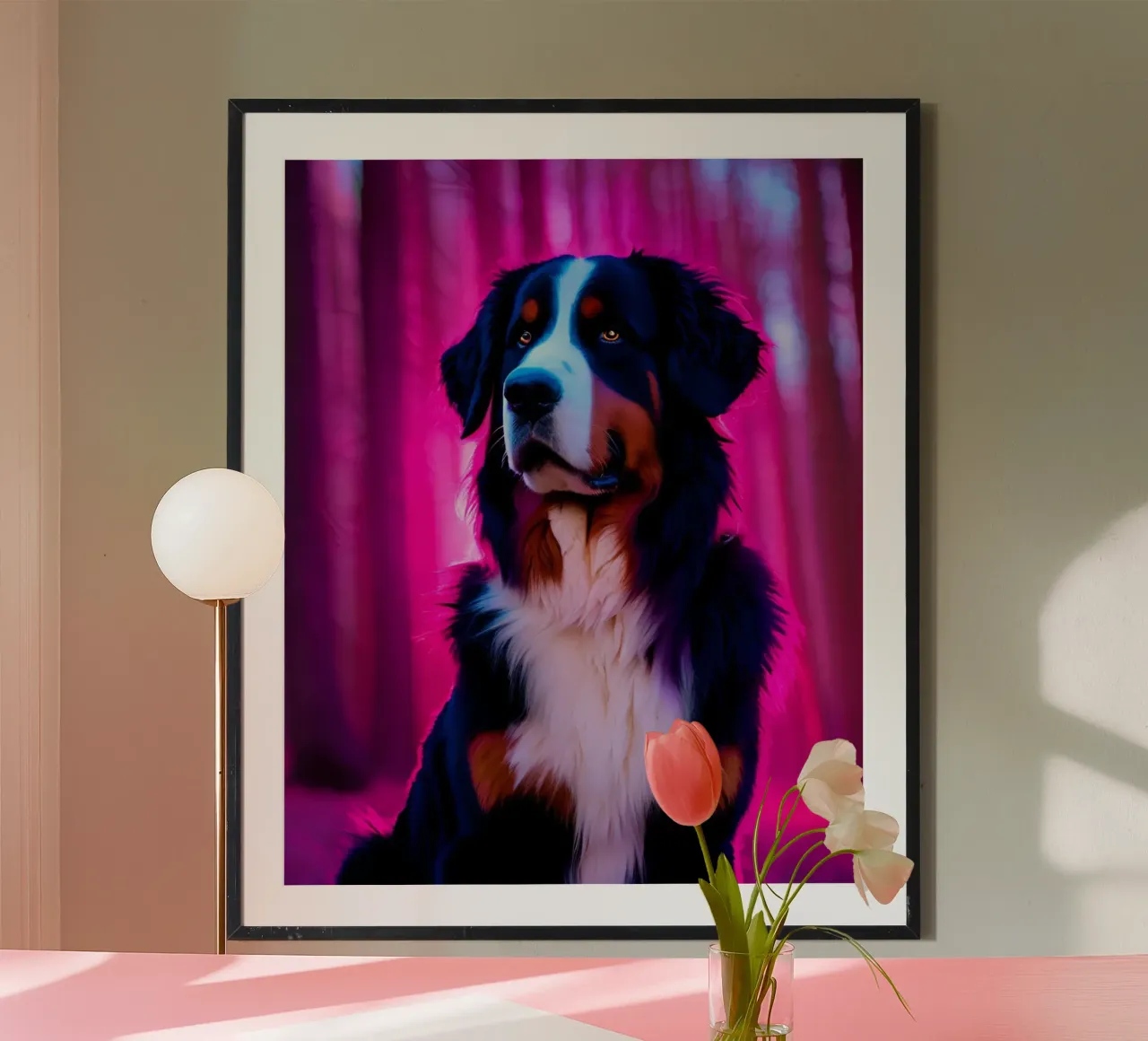 Bellissimo cane da montagna bernese #99 poster con telaio in alluminio da Yumis.Beargang.and.Me