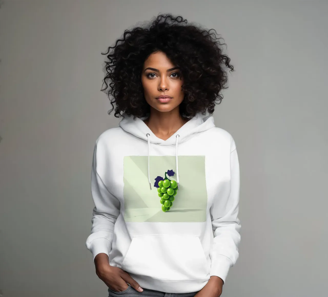 Un grappolo d'uva verde proietta ombre morbide felpa con cappuccio da DesignDoodle