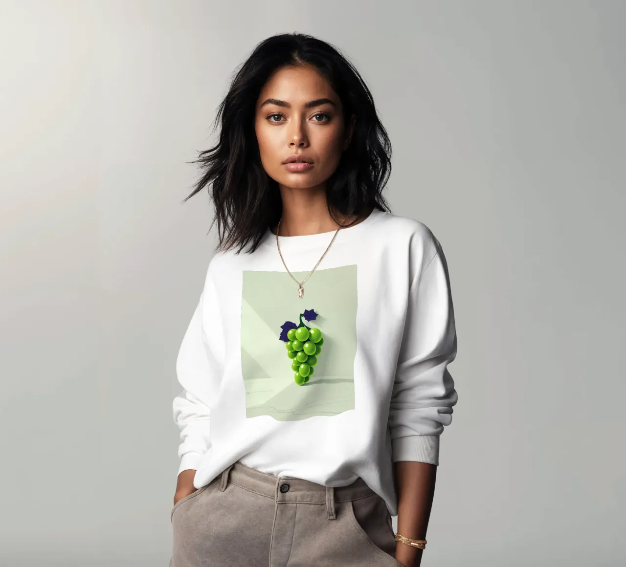 Un grappolo d'uva verde proietta ombre morbide felpa da DesignDoodle