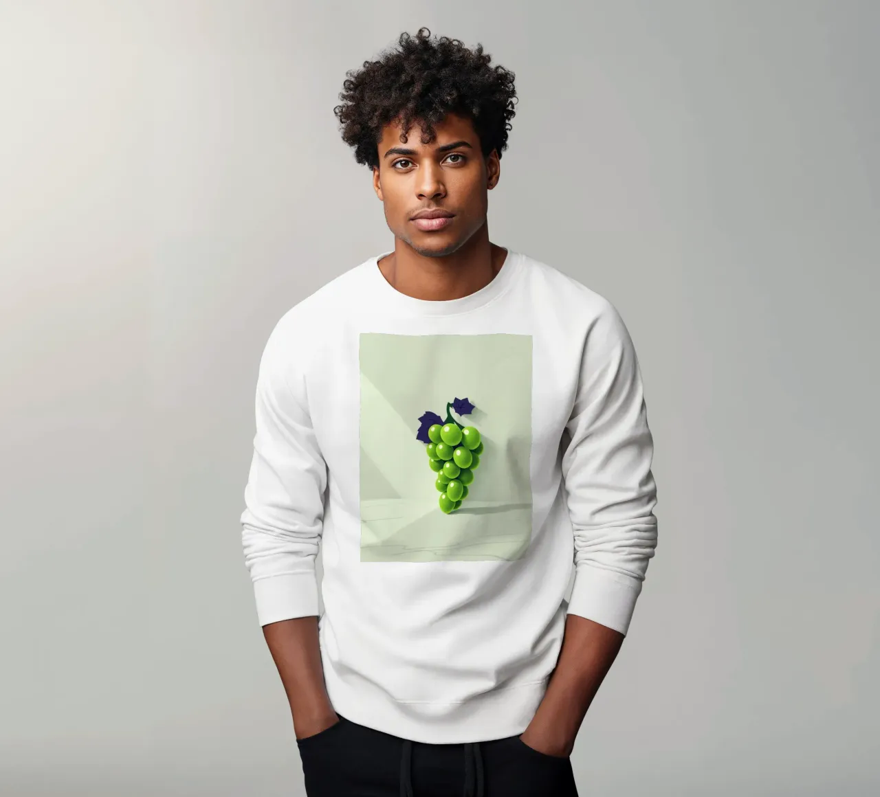 Eine Traube grüner Weintrauben wirft weiche Schatten Sweatshirt von DesignDoodle