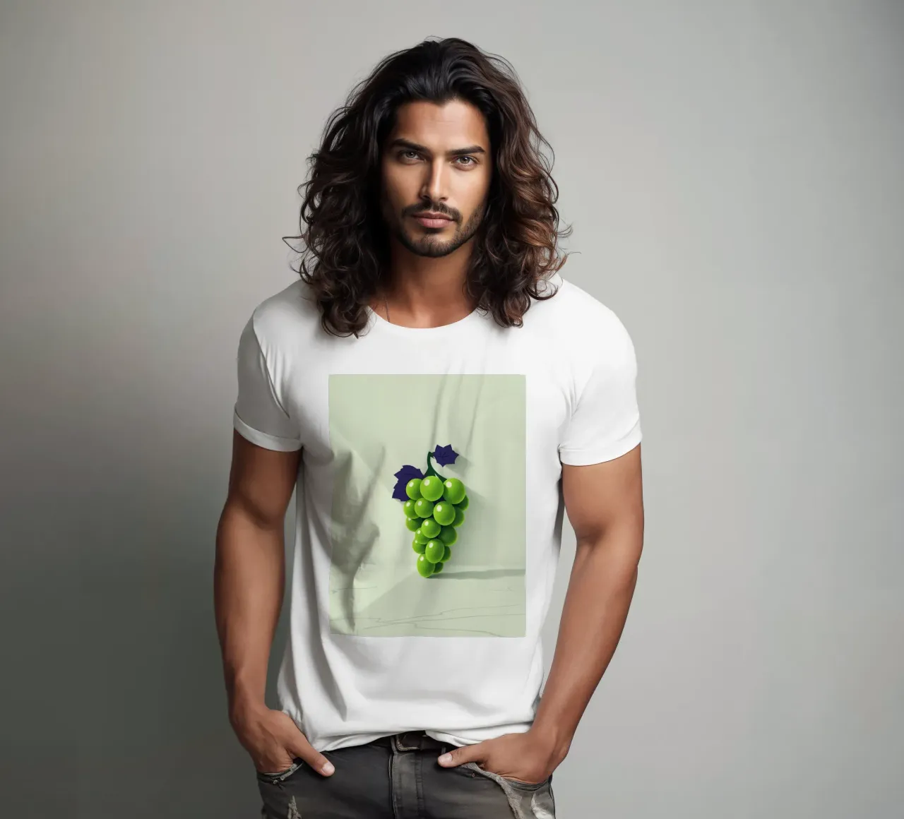 Un grappolo d'uva verde proietta ombre morbide t-shirt da DesignDoodle