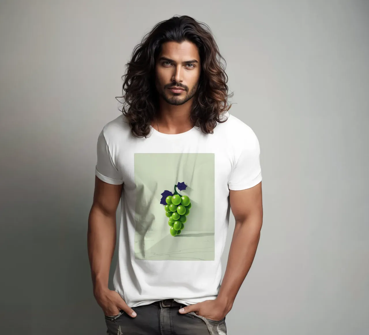 Une grappe de raisin vert projette des ombres douces t-shirt de DesignDoodle