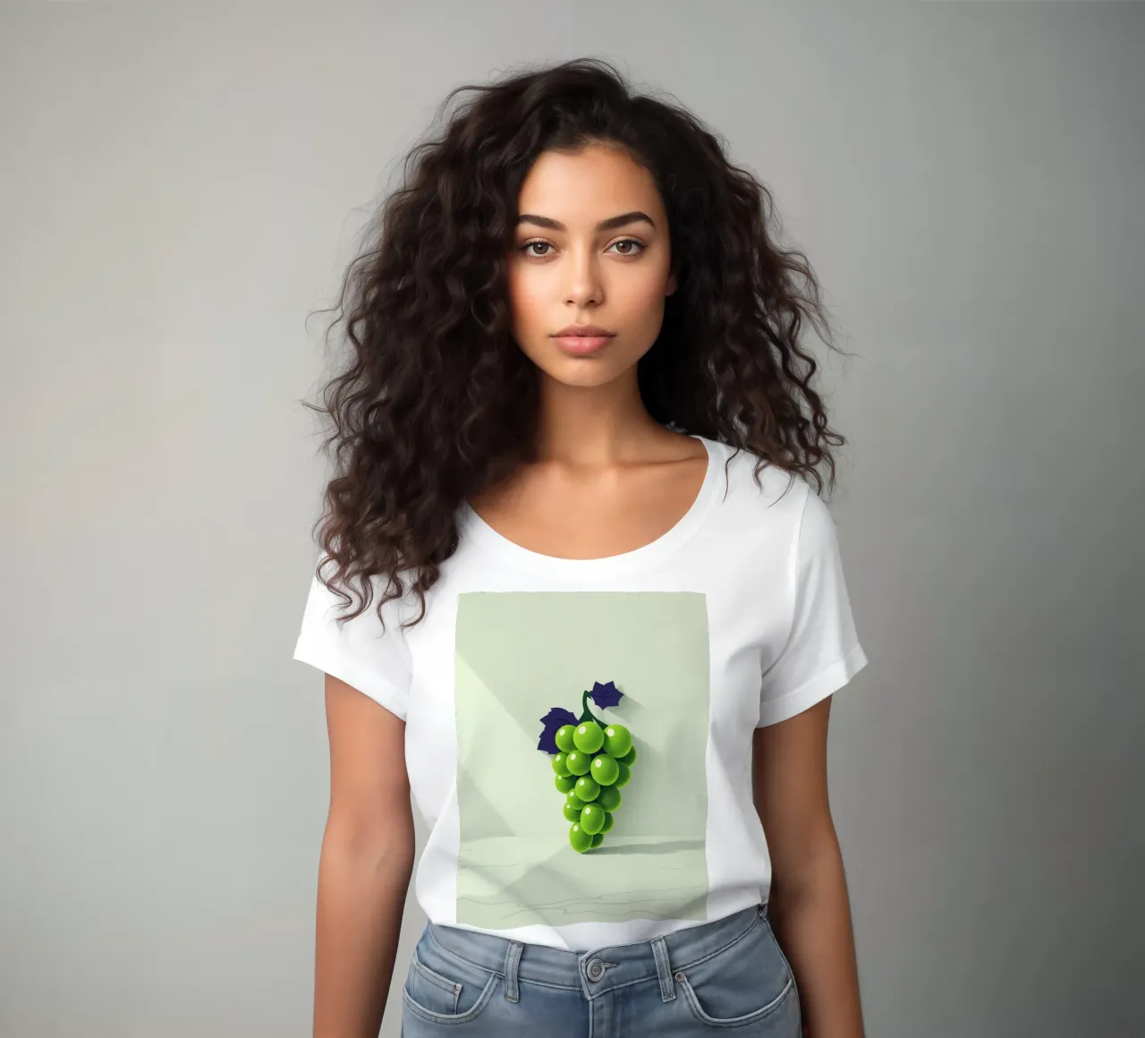 Eine Traube grüner Weintrauben wirft weiche Schatten Frauen T-Shirt von DesignDoodle