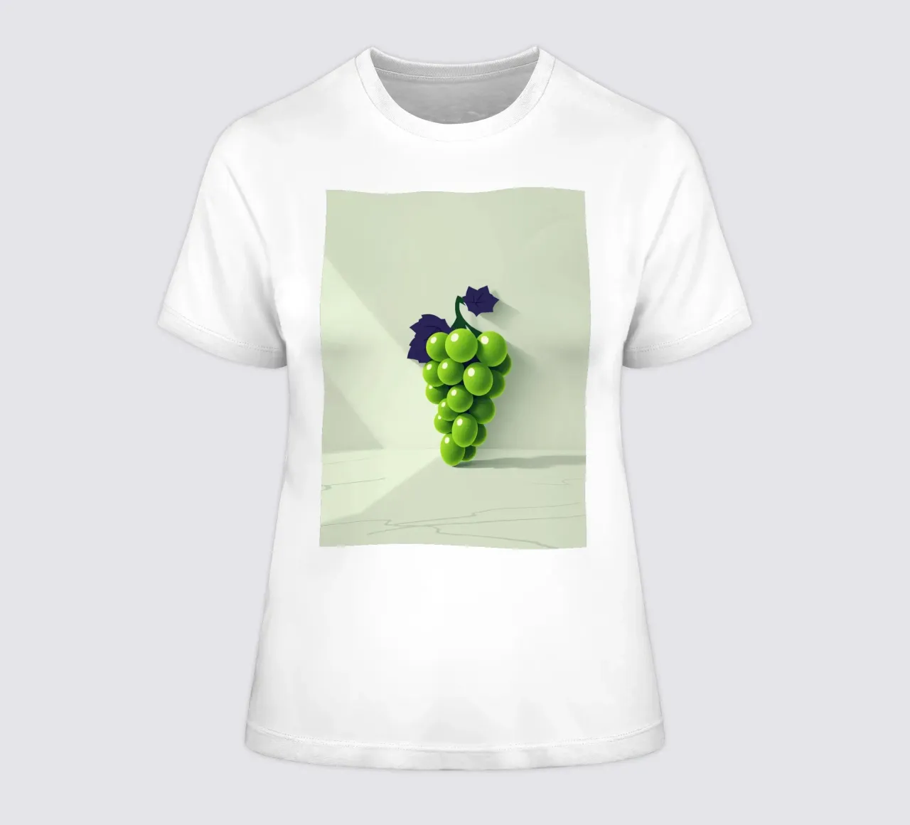 Een tros groene druiven werpt zachte schaduwen dames t-shirt getailleerd van DesignDoodle