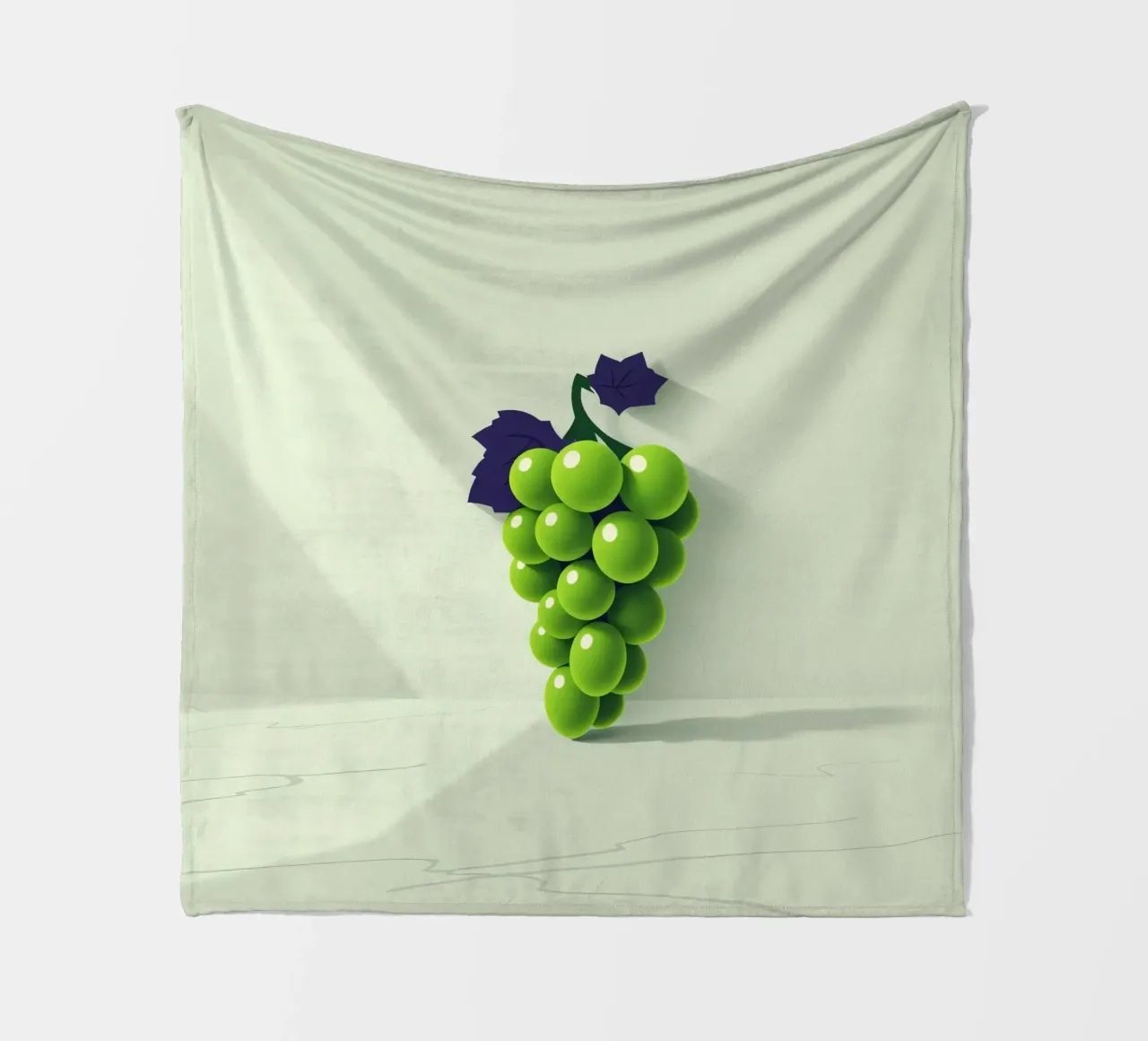 Een tros groene druiven werpt zachte schaduwen fleecedeken van DesignDoodle