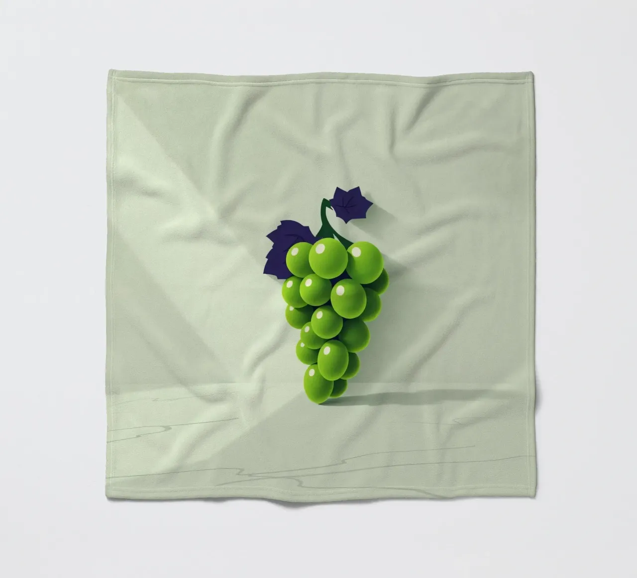 Een tros groene druiven werpt zachte schaduwen fleecedeken van DesignDoodle