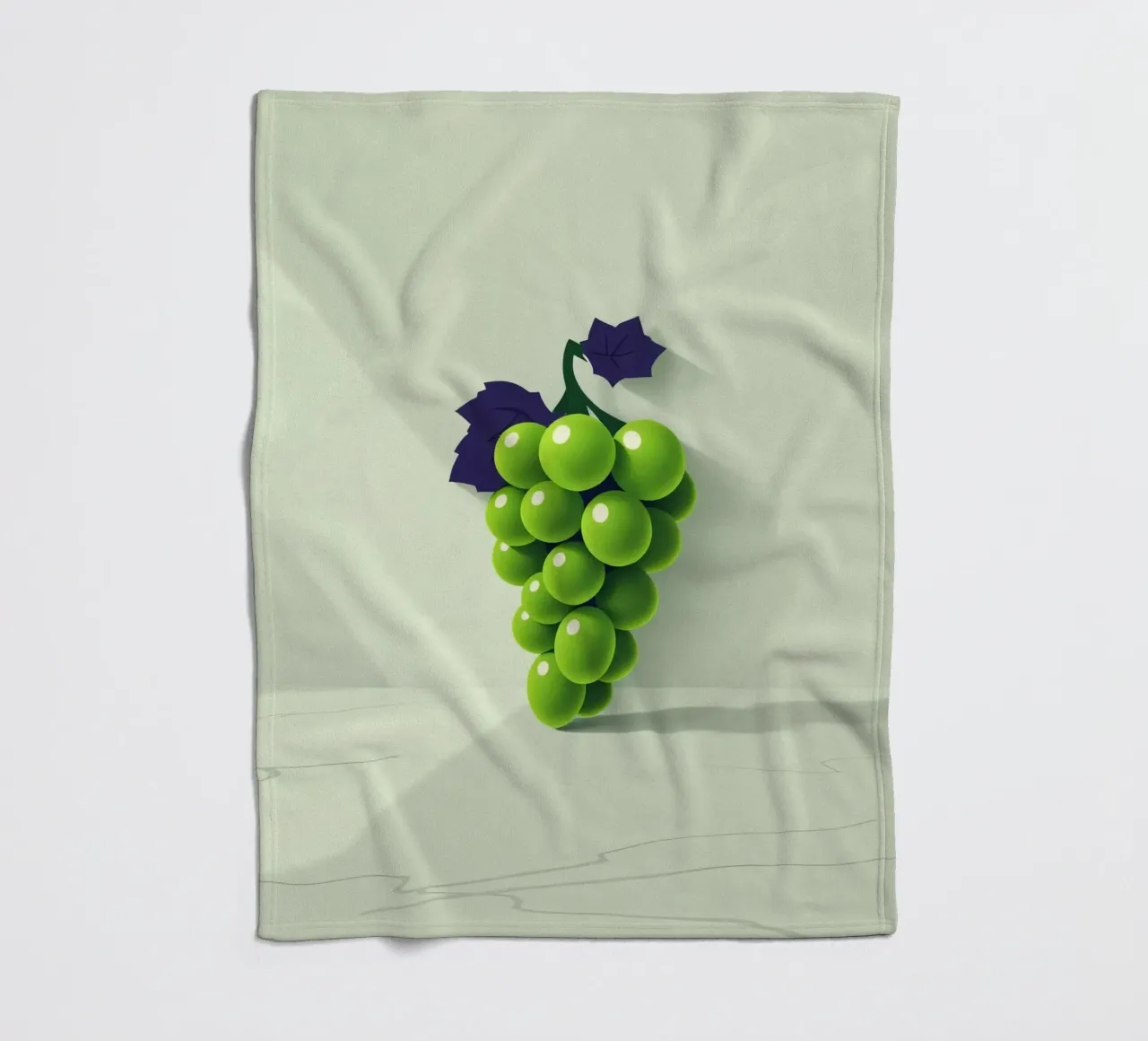 Een tros groene druiven werpt zachte schaduwen fleecedeken van DesignDoodle