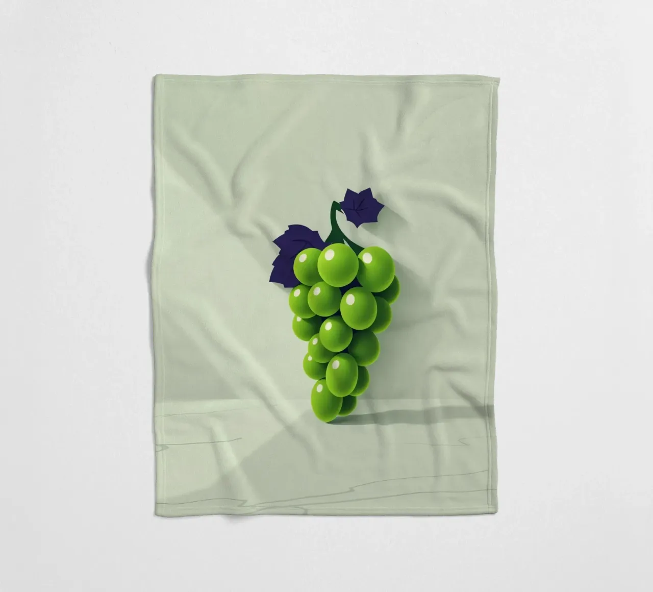 Een tros groene druiven werpt zachte schaduwen fleecedeken van DesignDoodle