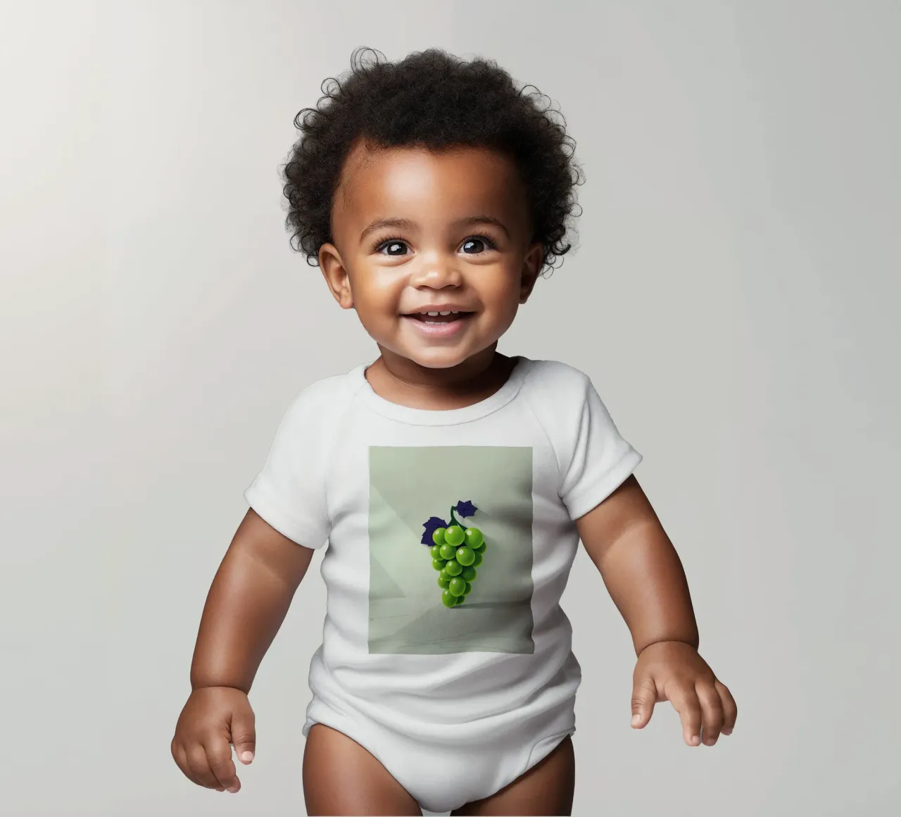 Eine Traube grüner Weintrauben wirft weiche Schatten Kurzarm Babybody von DesignDoodle