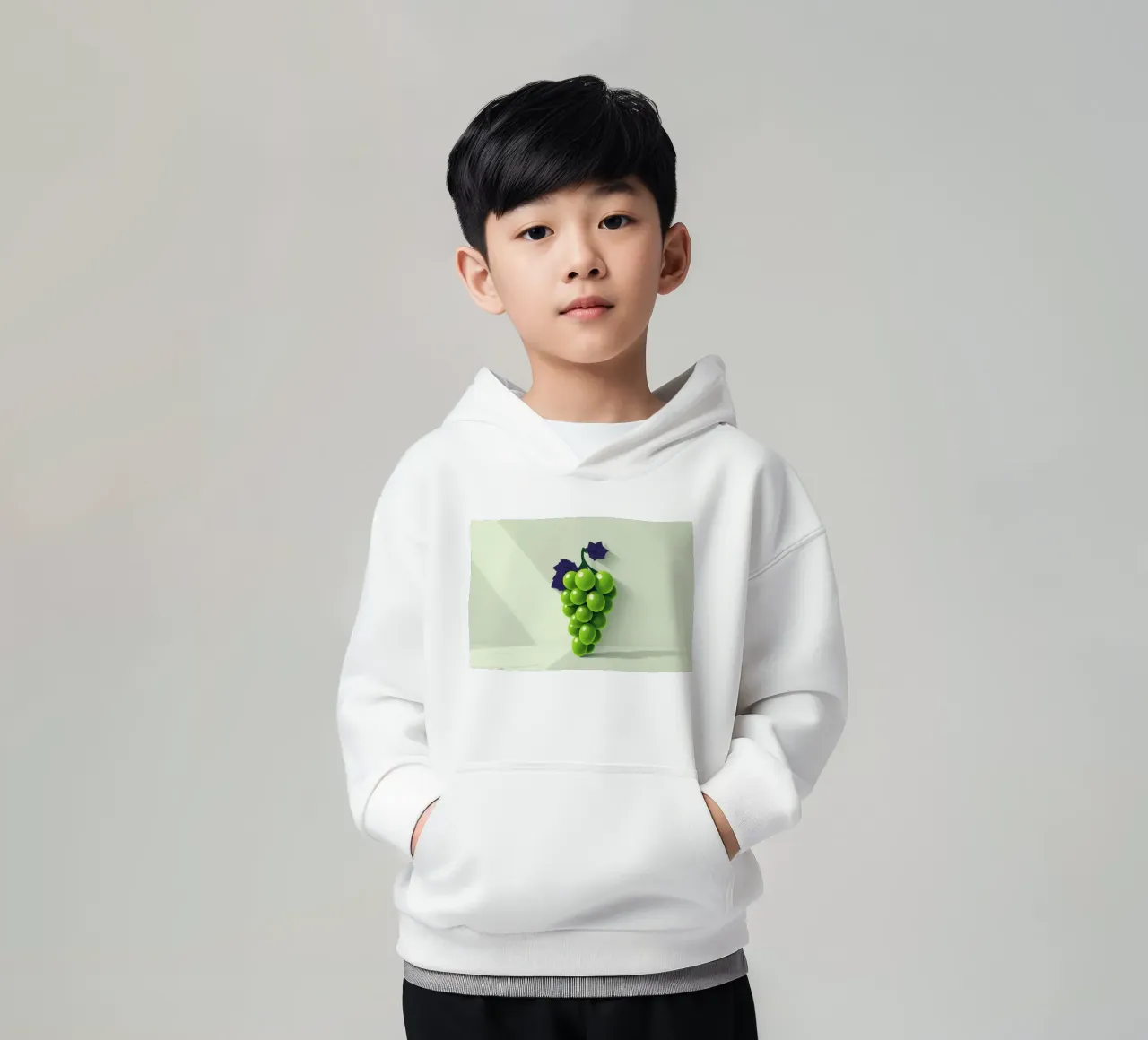 Un grappolo d'uva verde proietta ombre morbide felpa bambino con cappuccio da DesignDoodle