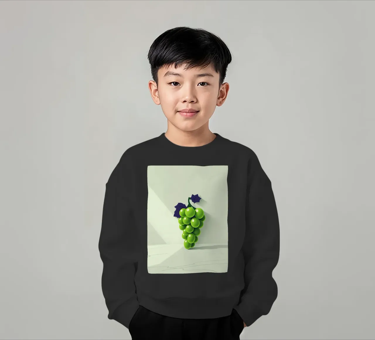 Un grappolo d'uva verde proietta ombre morbide felpa bambino da DesignDoodle