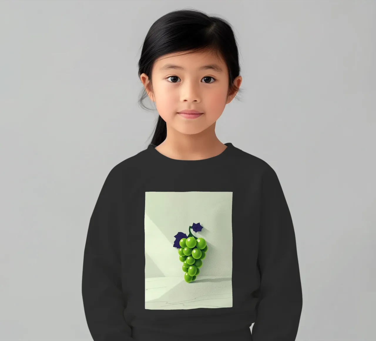 Un grappolo d'uva verde proietta ombre morbide felpa bambino da DesignDoodle