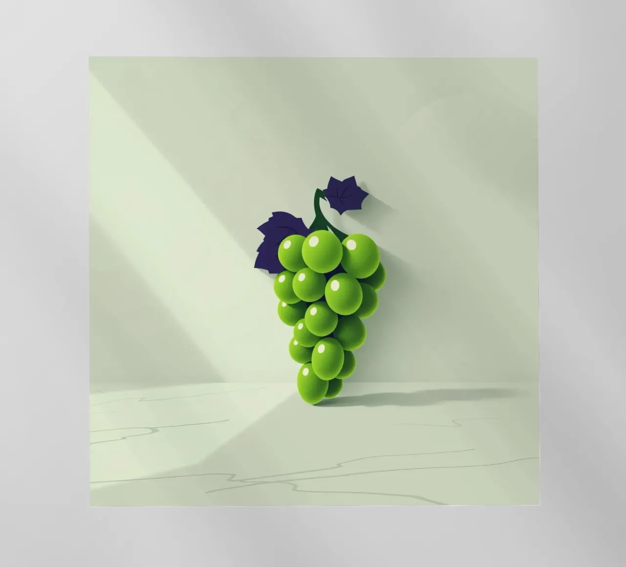 Un grappolo d'uva verde proietta ombre morbide pellicola backlit da DesignDoodle