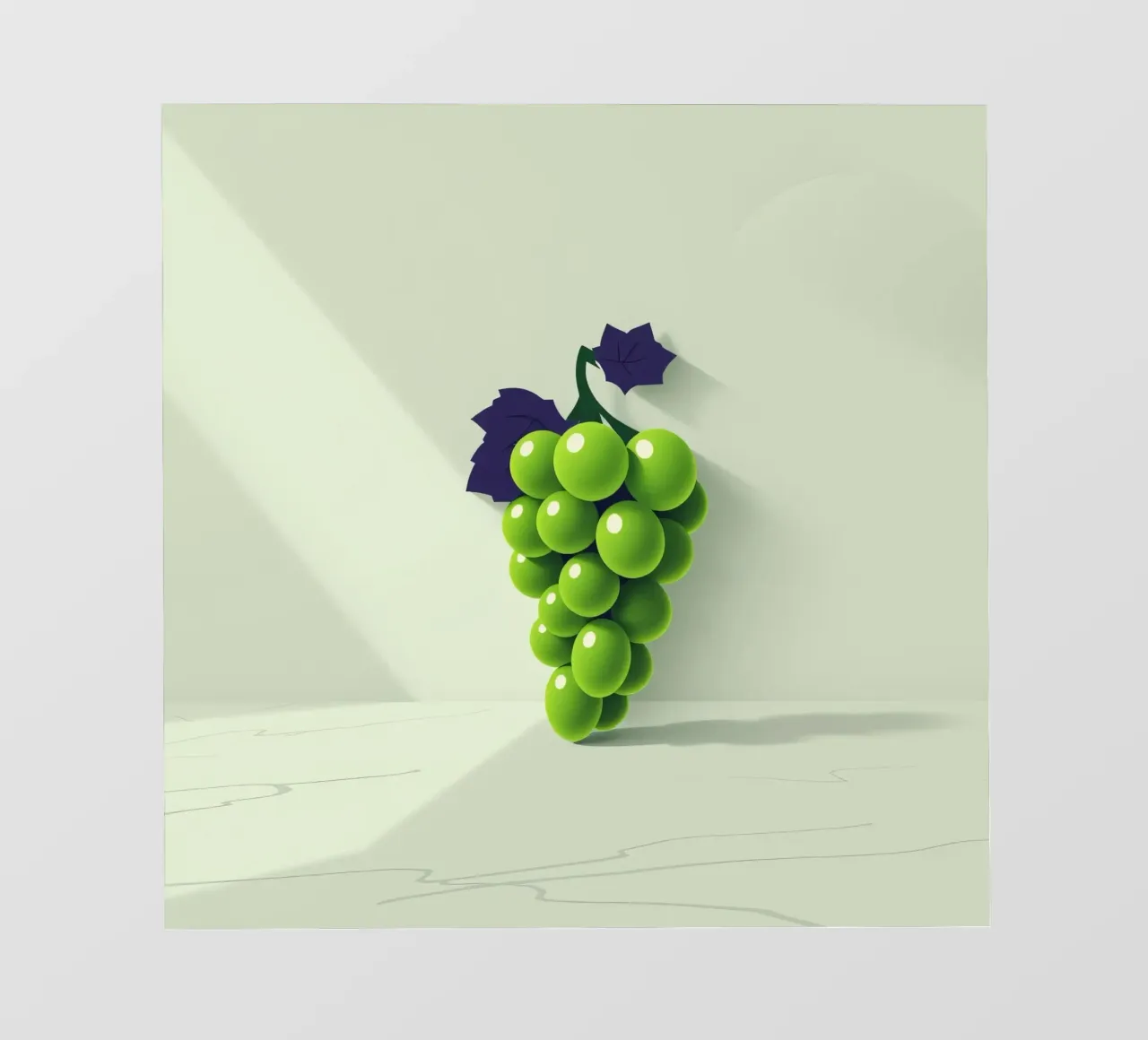 Un grappolo d'uva verde proietta ombre morbide carta da parati fotografica da DesignDoodle