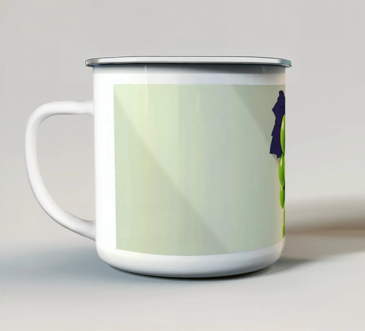 Une grappe de raisin vert projette des ombres douces mug en émail de DesignDoodle