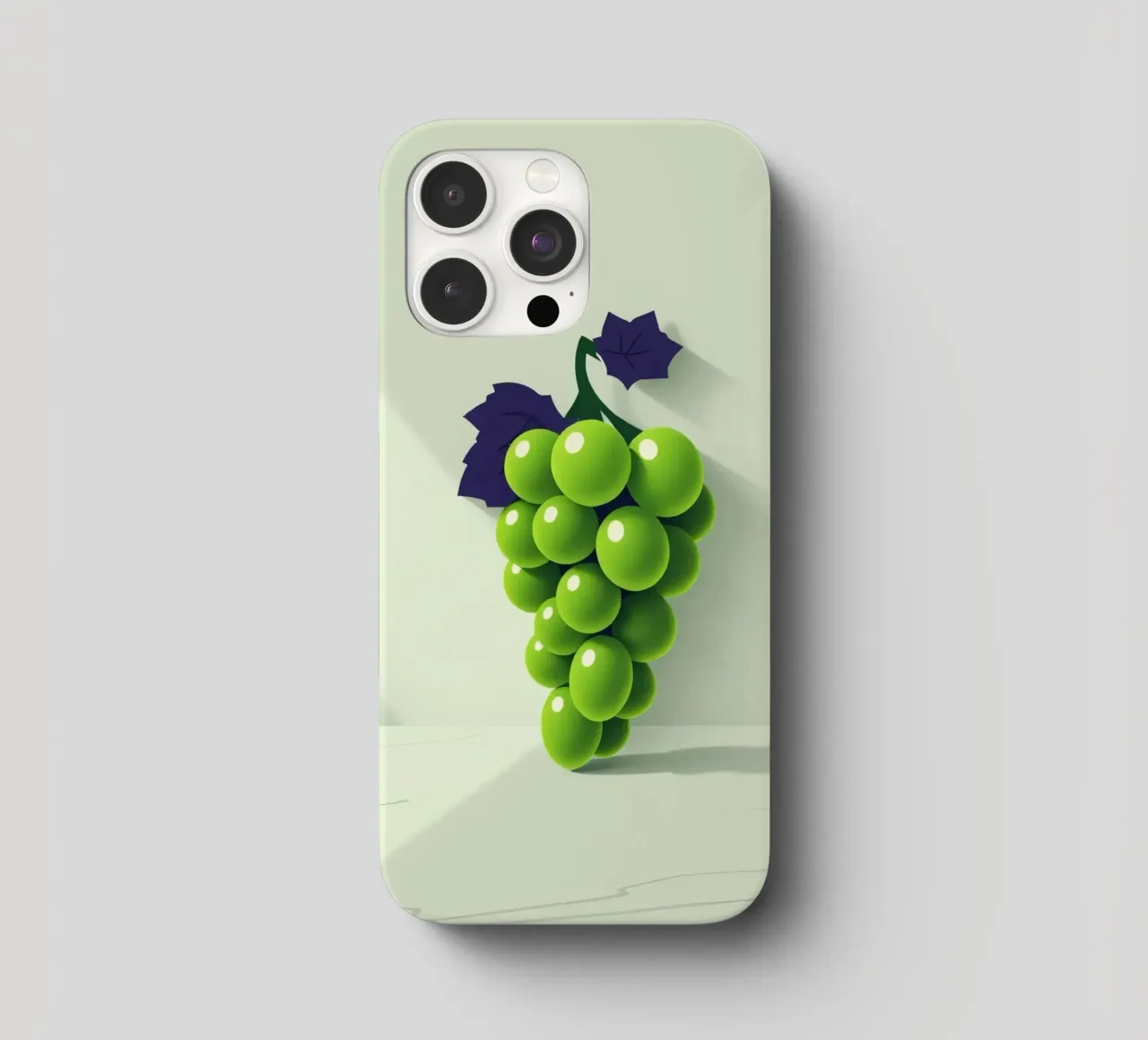 Eine Traube grüner Weintrauben wirft weiche Schatten iPhone Hülle von DesignDoodle