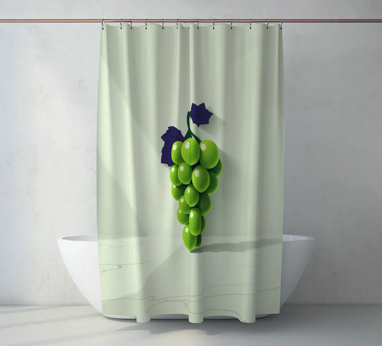 Een tros groene druiven werpt zachte schaduwen douchegordijn van DesignDoodle
