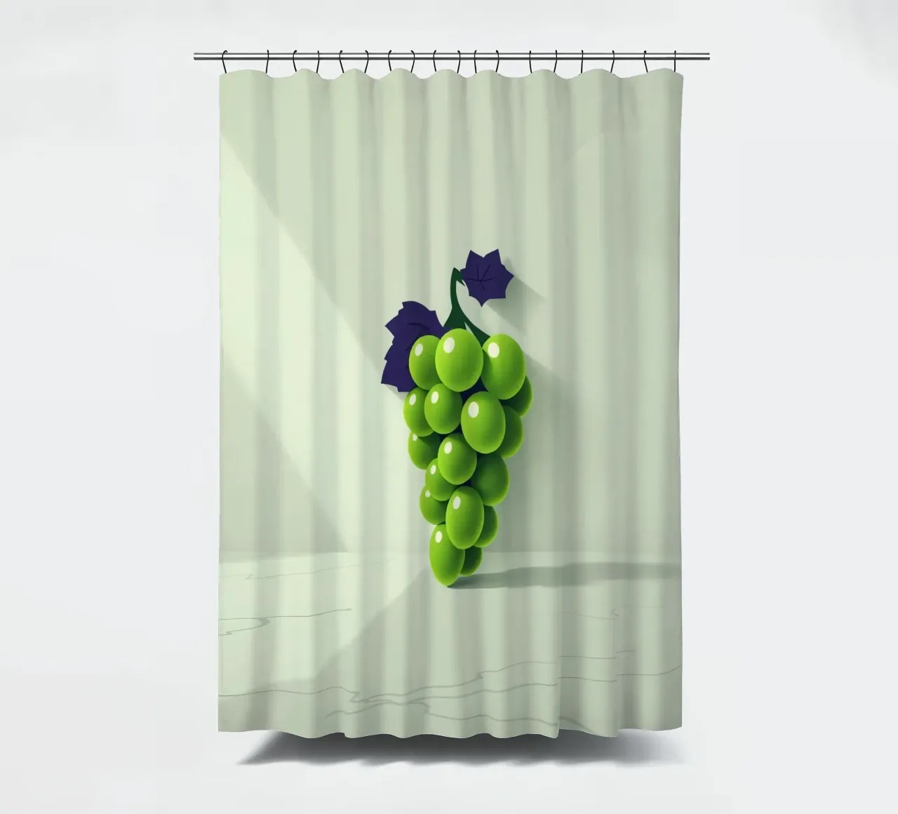 Een tros groene druiven werpt zachte schaduwen douchegordijn van DesignDoodle