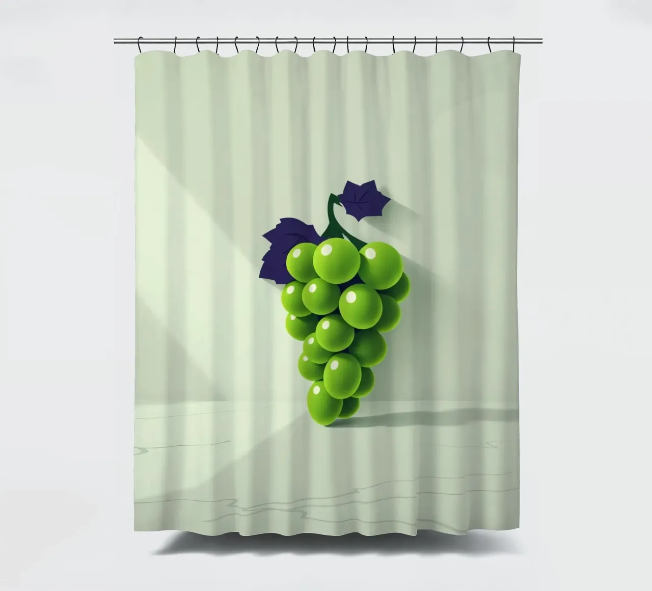 Een tros groene druiven werpt zachte schaduwen douchegordijn van DesignDoodle