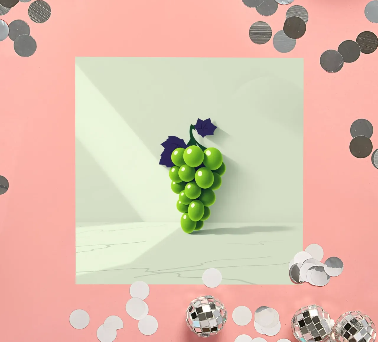 Een tros groene druiven werpt zachte schaduwen sticker van DesignDoodle