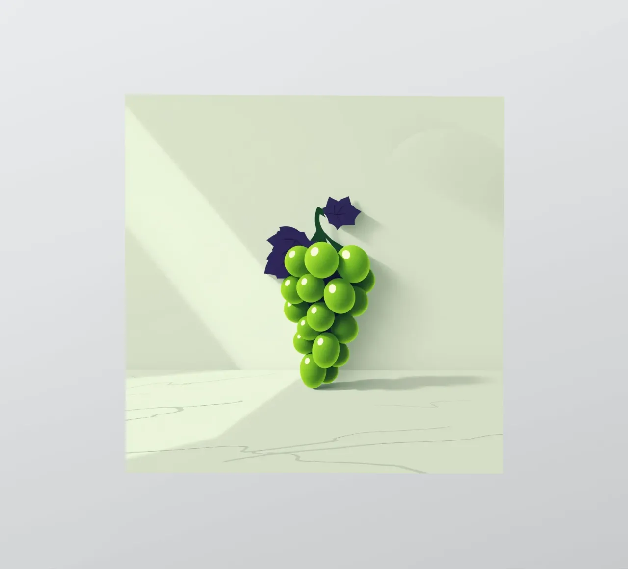 Een tros groene druiven werpt zachte schaduwen sticker van DesignDoodle